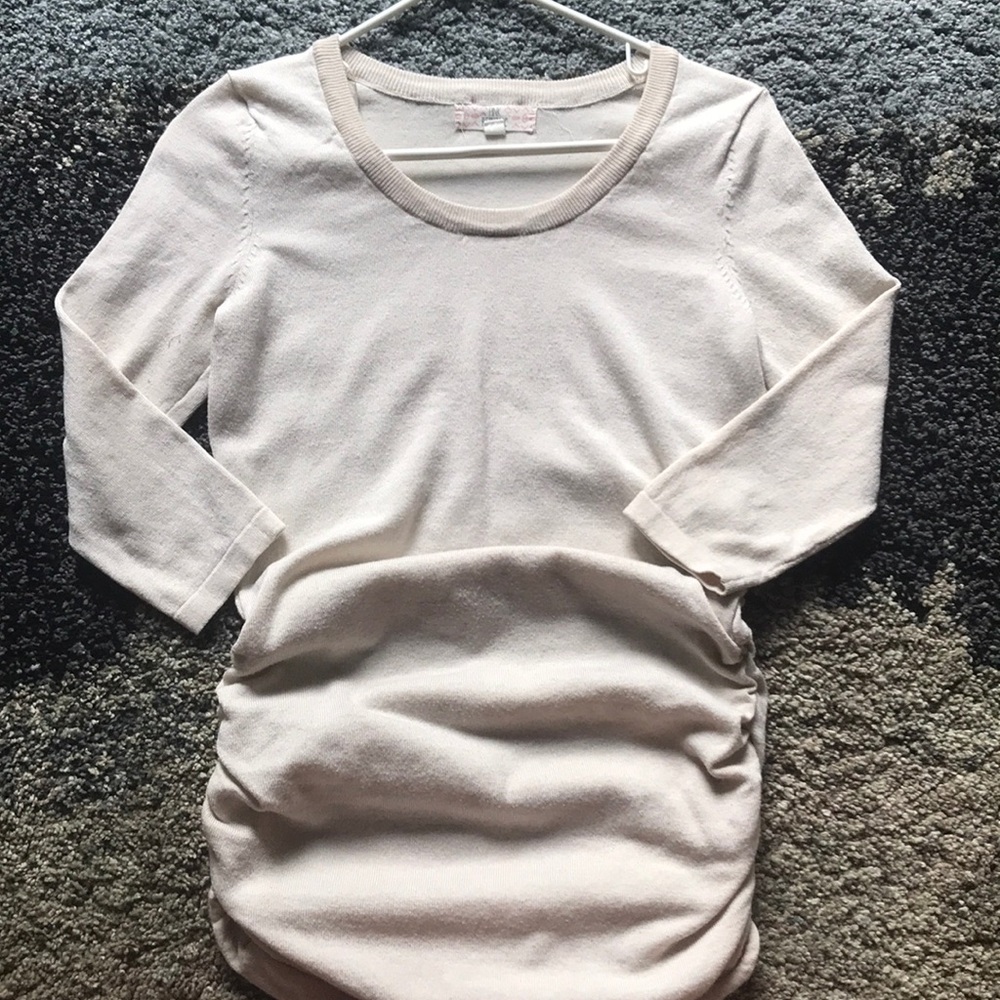 3/4 Sleeve Cream Ruched Top